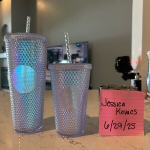 Starbucks Blue and Purple Textured Tumblers